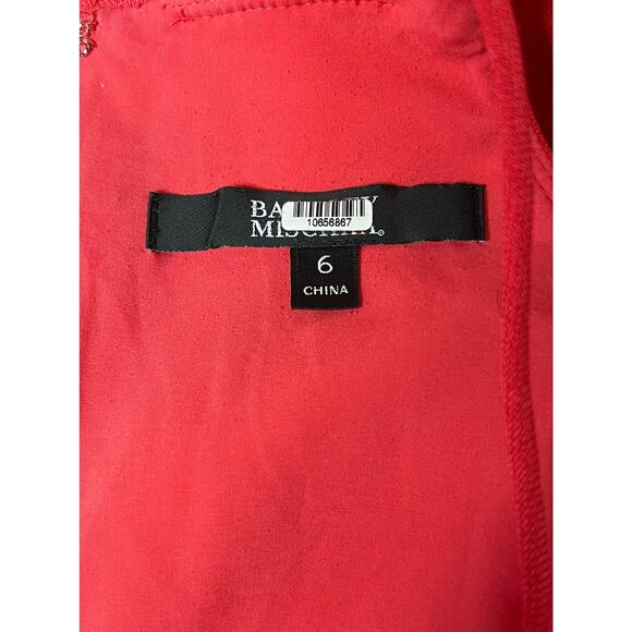 Badgley Mischka Coral Cold Shoulder Mini Dress 6 - Picture 9 of 14